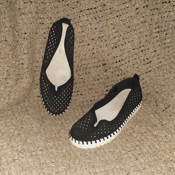 ILSE JACOBSEN-Tulip-Black Nubuck-Sz 38-Excellent - Picture 1 of 8